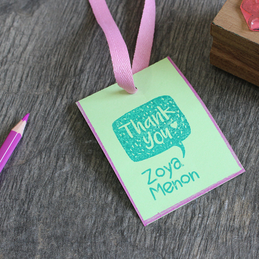 Personalised Wooden Name Stamp - Thank You