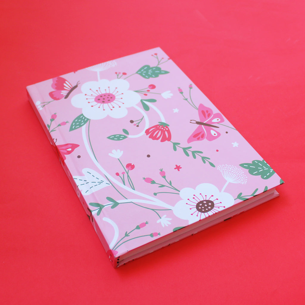 Wildflower Garden Themed A5 Hardbound Notebook Ruled Pages (Can be Personalised)
