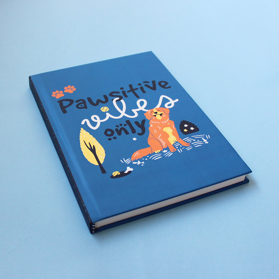 PAWsitive Vibes Themed A5 Hardbound Notebook Ruled Pages (Can Be Personalised)