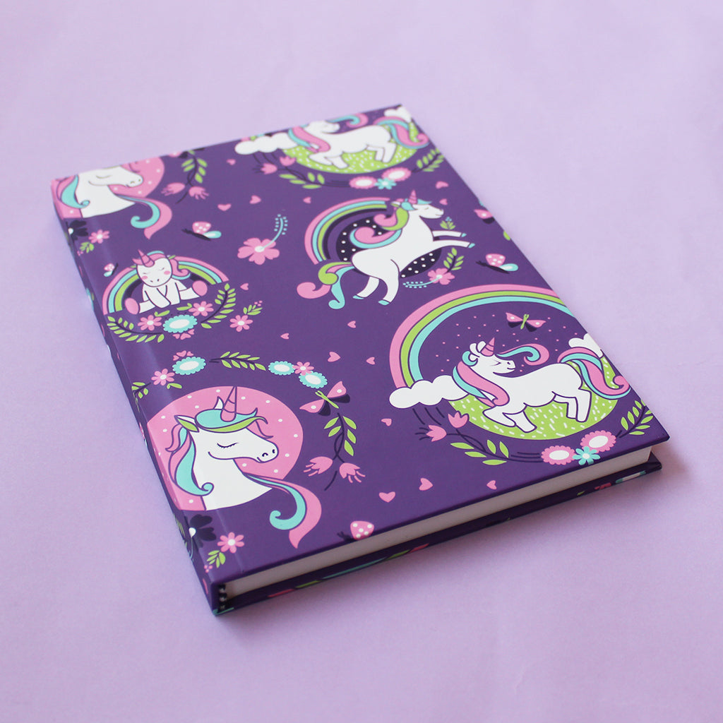 Unicorn Themed A5 Hardbound Notebook Ruled Pages (Can Be Personalised)