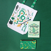 Load image into Gallery viewer, Official Harry Potter Slytherin House Themed Curated Gift Hamper - Set of Tote Bag, Pouch &amp; Notebook
