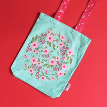 Load image into Gallery viewer, Tote Bag for Women Front/Back Canvas Zippered Tote Bag Shopping Bag Carry Bag Multipurpose Bag - Green Spring Flower (Can be Personalised)
