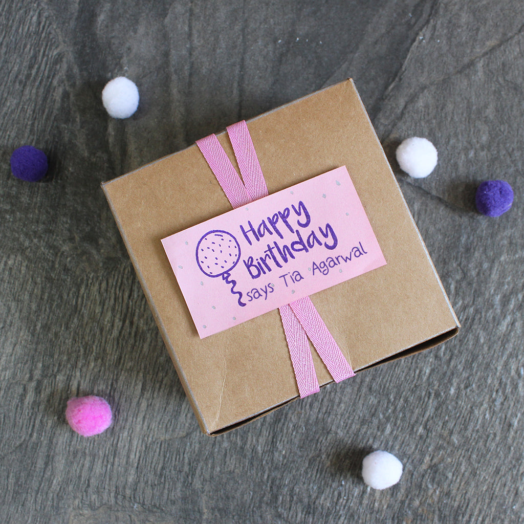 Personalised Wooden Name Stamp - Happy Birthday Balloon