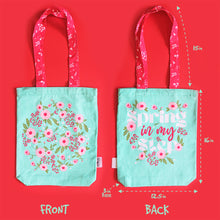 Load image into Gallery viewer, Tote Bag for Women Front/Back Canvas Zippered Tote Bag Shopping Bag Carry Bag Multipurpose Bag - Green Spring Flower (Can be Personalised)
