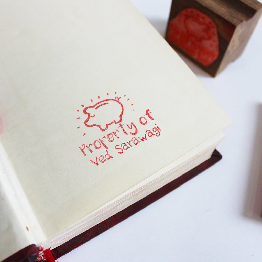 Personalised Wooden Name Stamp - Piggy Bank