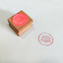 Load image into Gallery viewer, Personalised Rubber Library Stamp with Wooden Mount - Pile of Books
