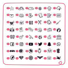 Load image into Gallery viewer, Mini Icon Rubber Stamps with Wooden Mount for Craft and Packaging - Set of 4/12
