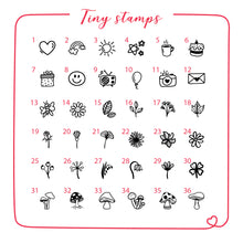 Load image into Gallery viewer, Tiny Icon Rubber Stamps with Wooden Mount for Craft and Packaging - Set of 6/15
