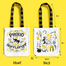 Load image into Gallery viewer, Official Harry Potter Illustrated Front/Back Canvas Zippered Tote Bag  - Hufflepuff (Can be Personalised)
