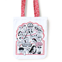 Load image into Gallery viewer, Illustrated Front/Back Canvas Zippered Tote Bag  - Made in Bharat (Can be Personalised)

