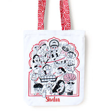 Load image into Gallery viewer, Illustrated Front/Back Canvas Zippered Tote Bag  - Made in Bharat (Can be Personalised)

