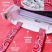 Load image into Gallery viewer, Illustrated Front/Back Canvas Zippered Tote Bag  - Made in Bharat (Can be Personalised)
