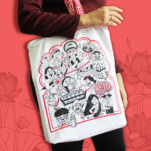 Load image into Gallery viewer, Illustrated Front/Back Canvas Zippered Tote Bag  - Made in Bharat (Can be Personalised)
