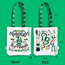 Load image into Gallery viewer, Official Harry Potter Illustrated Front/Back Canvas Zippered Tote Bag  - Slytherin (Can be Personalised)
