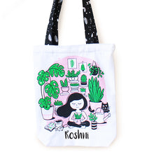 Load image into Gallery viewer, Illustrated Front/Back Canvas Zippered Tote Bag - You Grow Girl (Can be Personalised)
